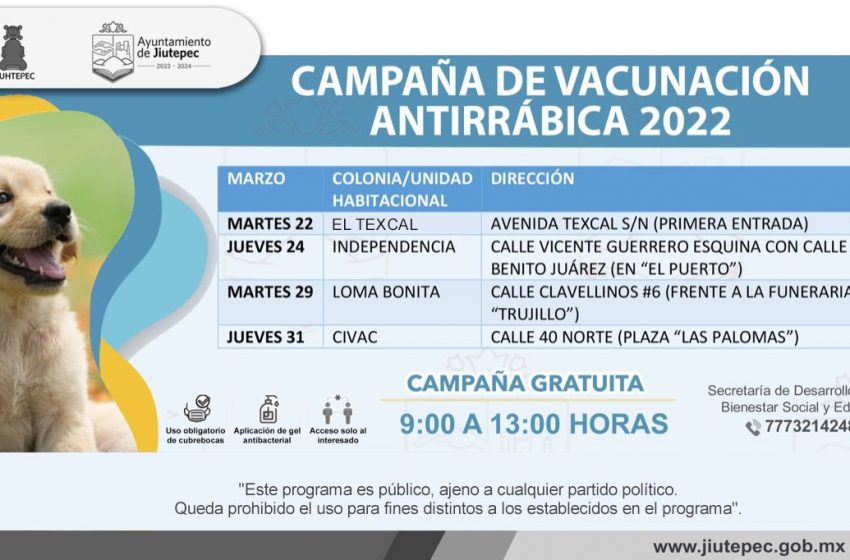  Campaña de vacunación antirrábica en Jiutepec